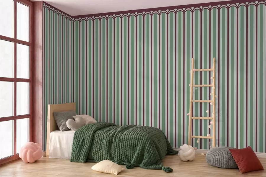 zidne murale Vertikalni ornament u zelenim i bordo tonovima w05610v3