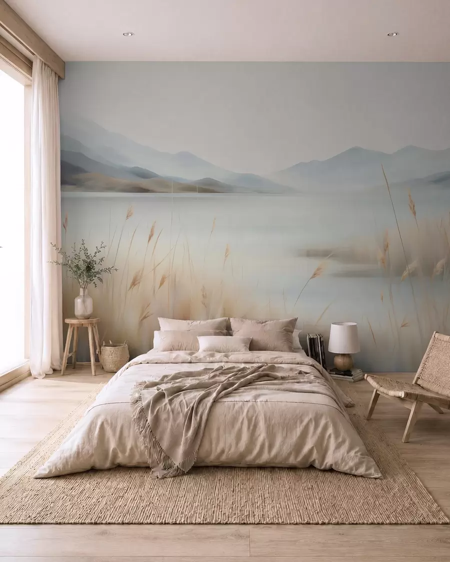 zidne murale Apstraktni krajolik planina i jezera w05584