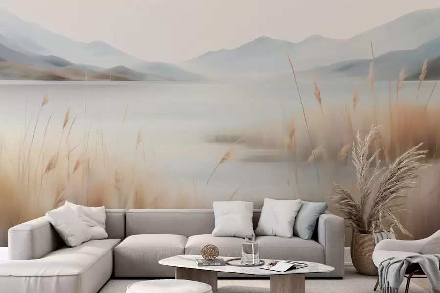 zidne murale Apstraktni krajolik planina i jezera w05584