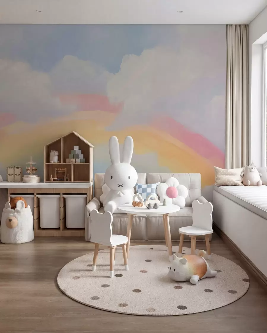 zidne murale Apstraktna duga među oblacima imitacija slikarstva w05592