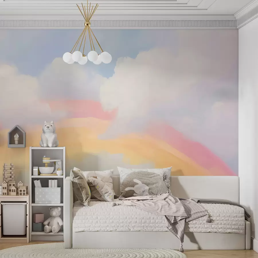 zidne murale Apstraktna duga među oblacima imitacija slikarstva w05592