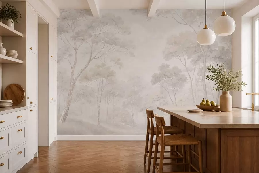 zidne murale Mekana maglovita šuma u pastelnim tonovima w05624v1