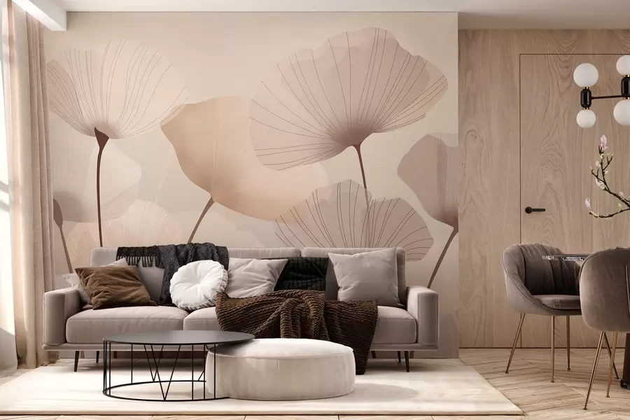 zidne murale Elegantne latice na visokim stabljikama u pastelnim nijansama w05212