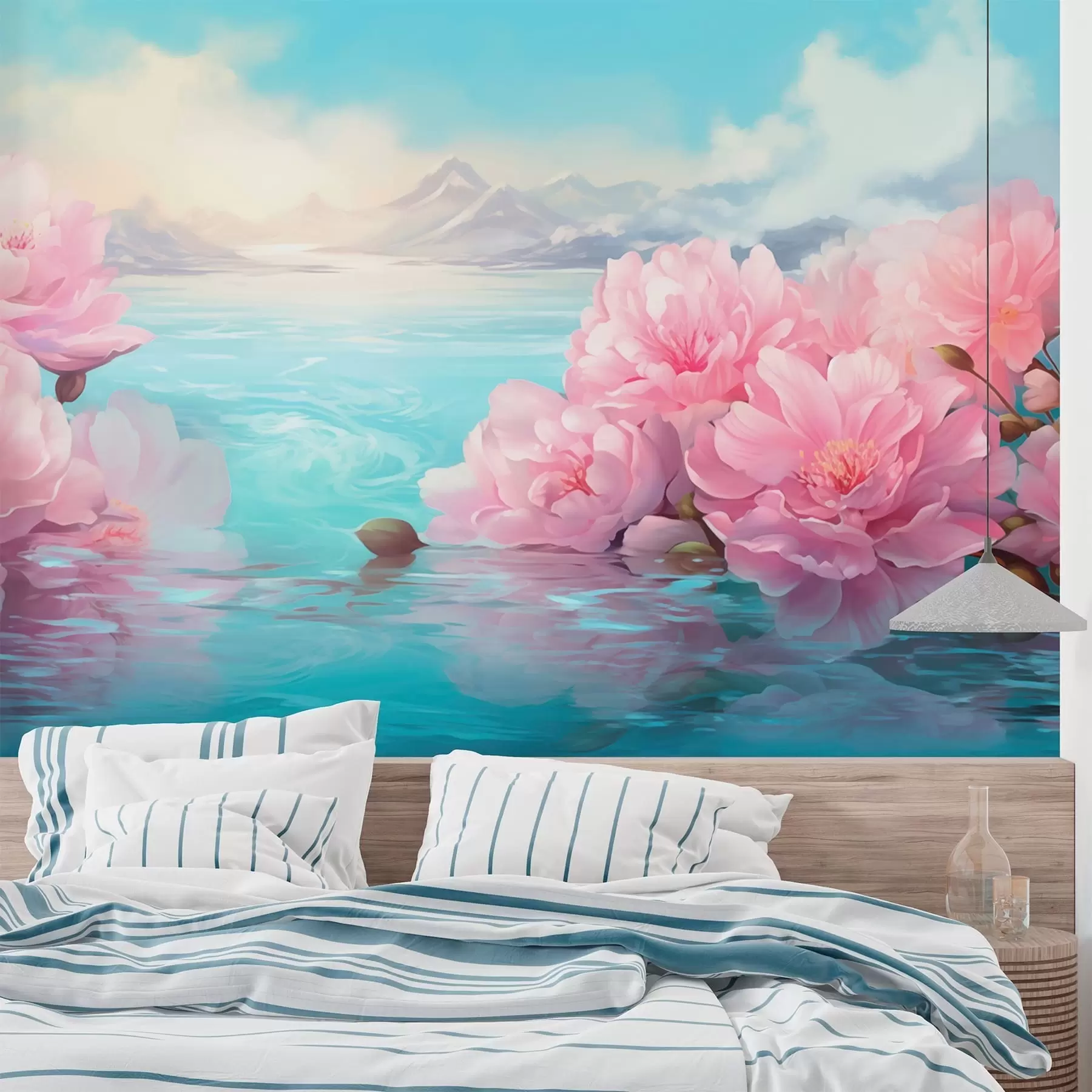 zidne murale Jezero s cvijećem w05621