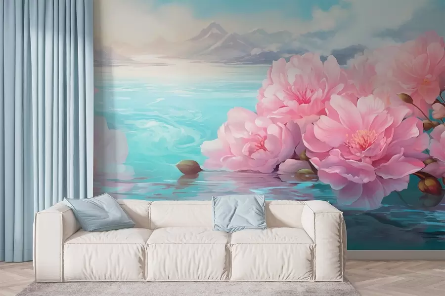 zidne murale Jezero s cvijećem w05621