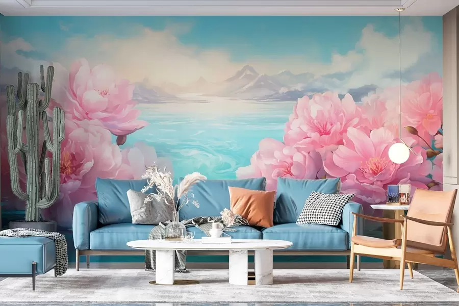 zidne murale Jezero s cvijećem w05621