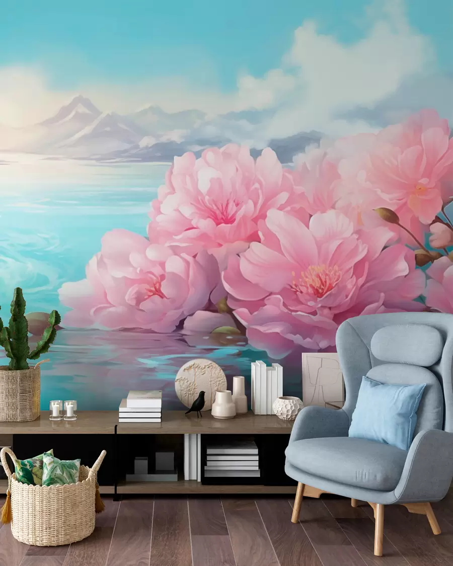zidne murale Jezero s cvijećem w05621