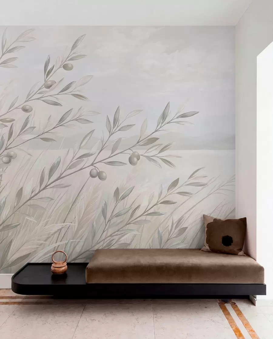 zidne murale Blijede maslinove grane uz mirno jezero w05536v1