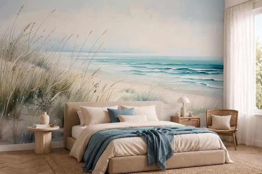 zidne murale Pješčana plaža s valovima i dinama w05537