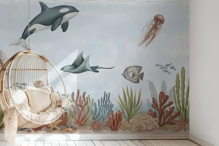 zidne murale Morska stvorenja među koraljima i morskim algama w05545