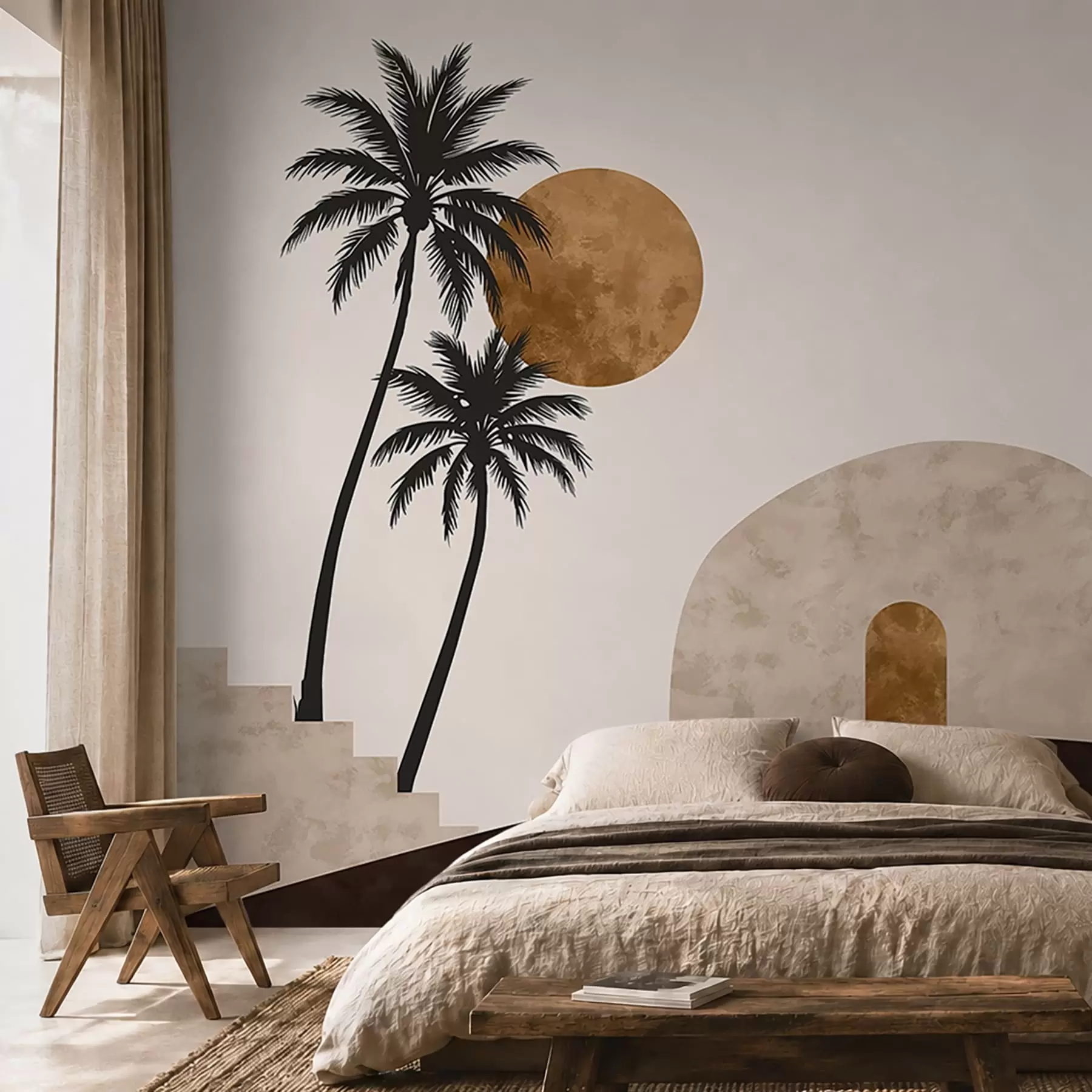 zidne murale Palme i luk pod toplim suncem w05547