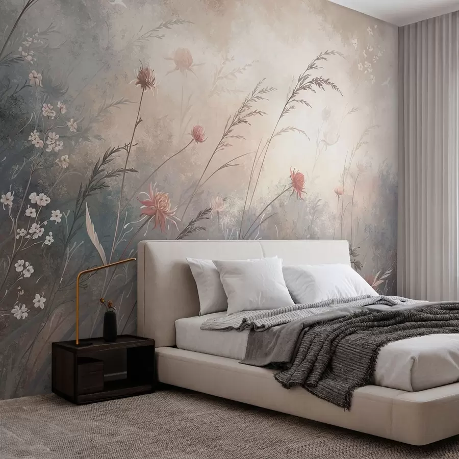 zidne murale Pastelno divlje cvijeće na mekoj zamućenoj pozadini w05538v1
