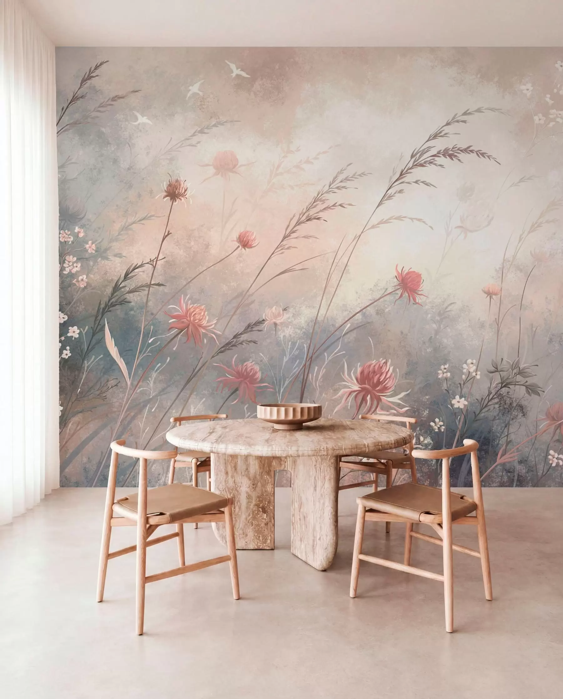 zidne murale Pastelno divlje cvijeće na mekoj zamućenoj pozadini w05538v1