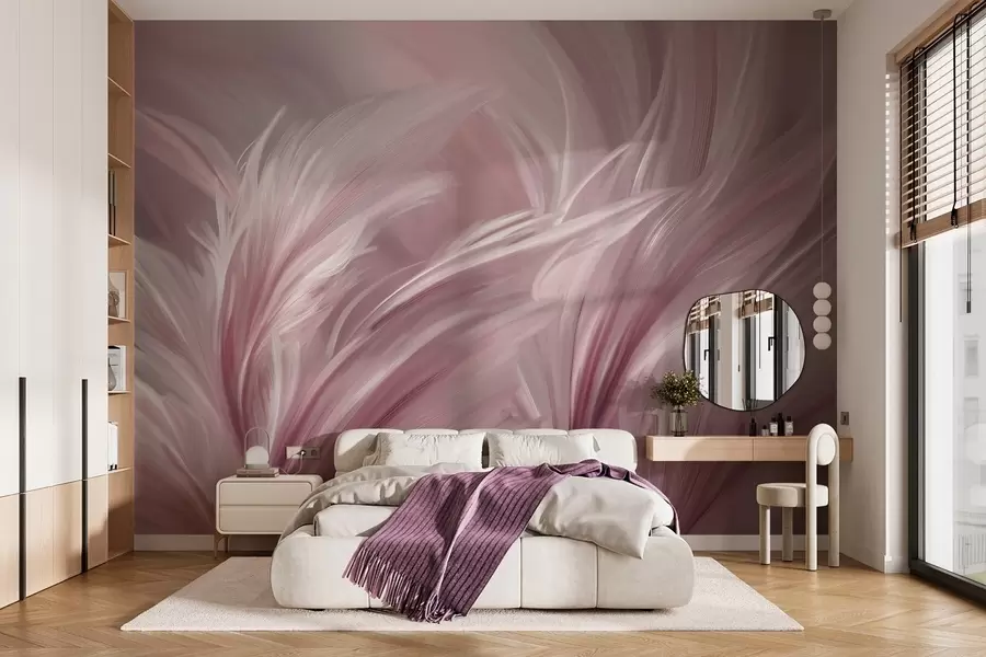 zidne murale Elegantno perje u nijansama ružičaste w05658v1