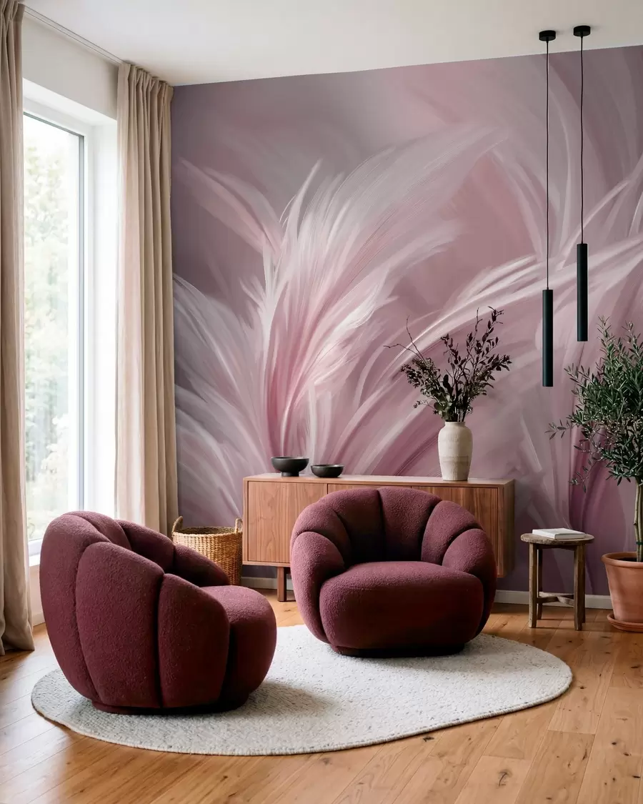 zidne murale Elegantno perje u nijansama ružičaste w05658v1