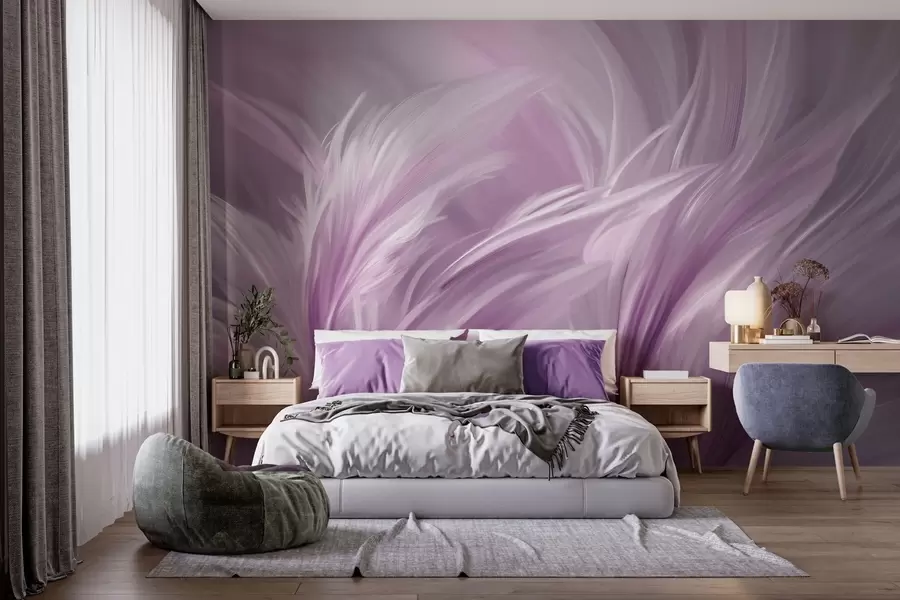 zidne murale Elegantno perje u nijansama ljubičaste w05658v2