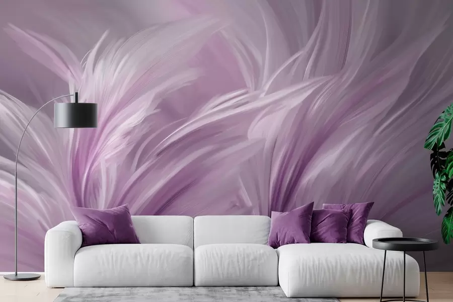 zidne murale Elegantno perje u nijansama ljubičaste w05658v2
