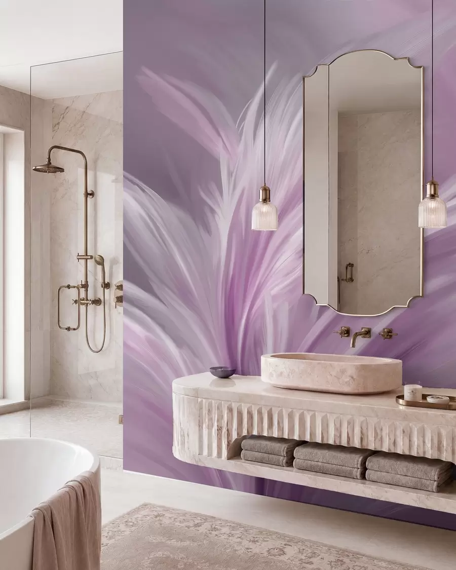 zidne murale Elegantno perje u nijansama ljubičaste w05658v2