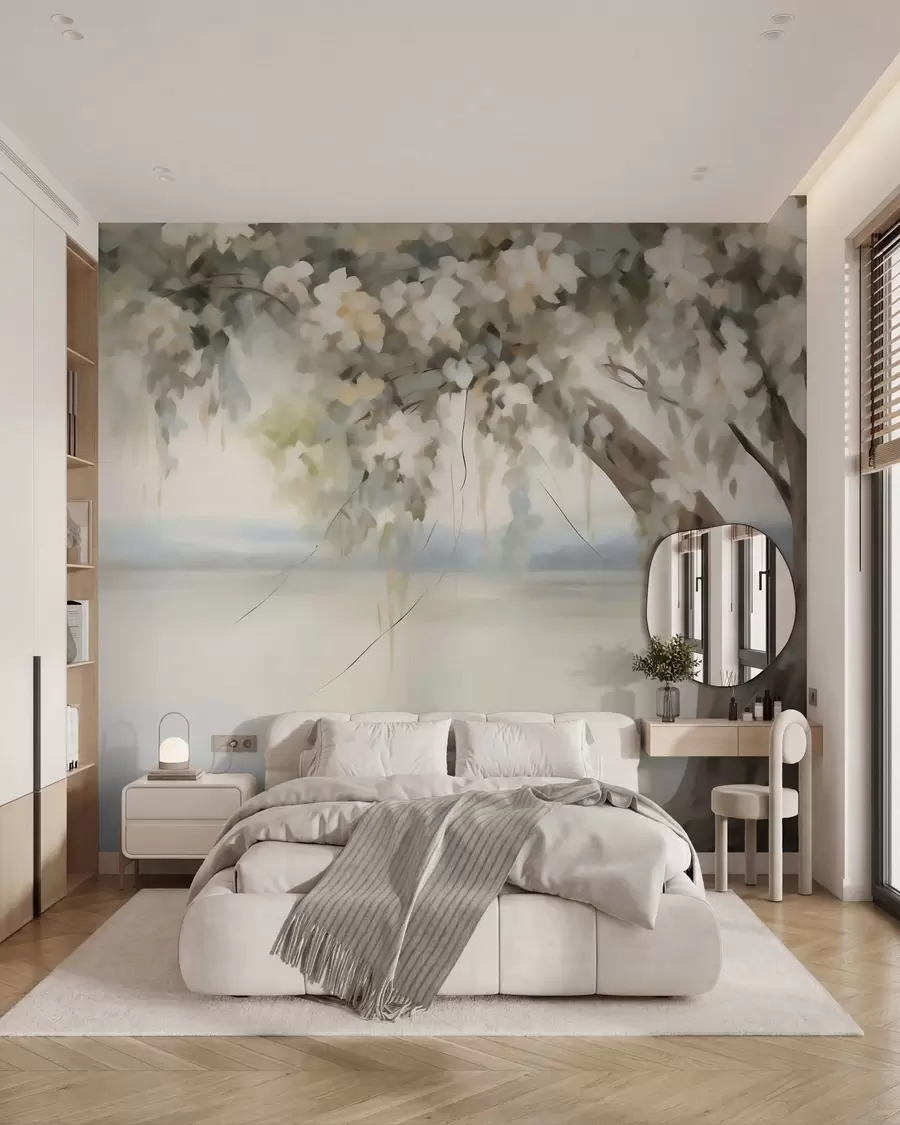 zidne murale Imitacija slike stabla uz jezero w05670