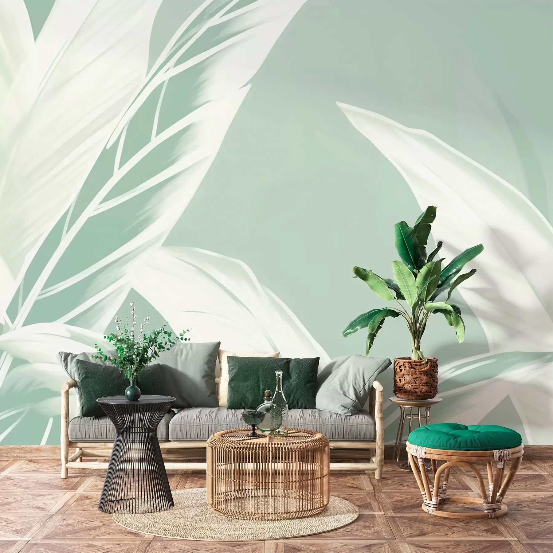 zidne murale Dugi listovi banane w05681