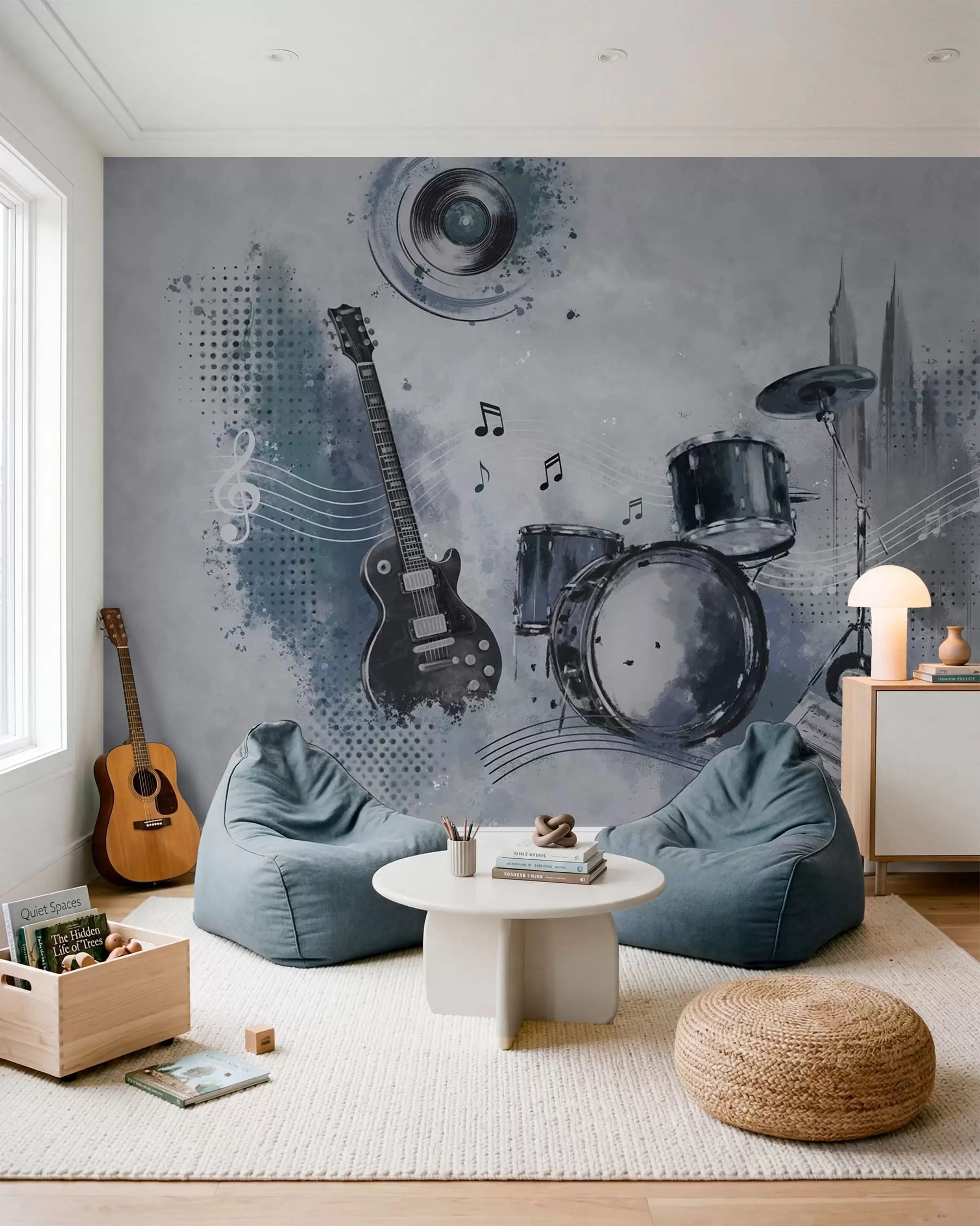 zidne murale Ritam na sivom zidu w05546