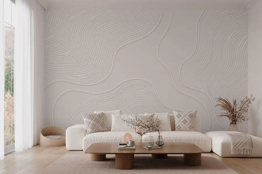 zidne murale Apstraktni reljef s tekućim valovitim linijama w05689