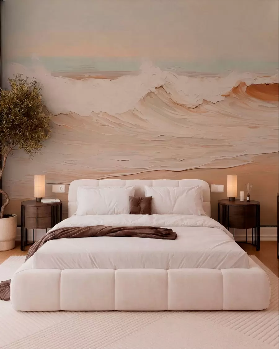 zidne murale Apstraktni oceanski valovi u pastelnim tonovima w05697