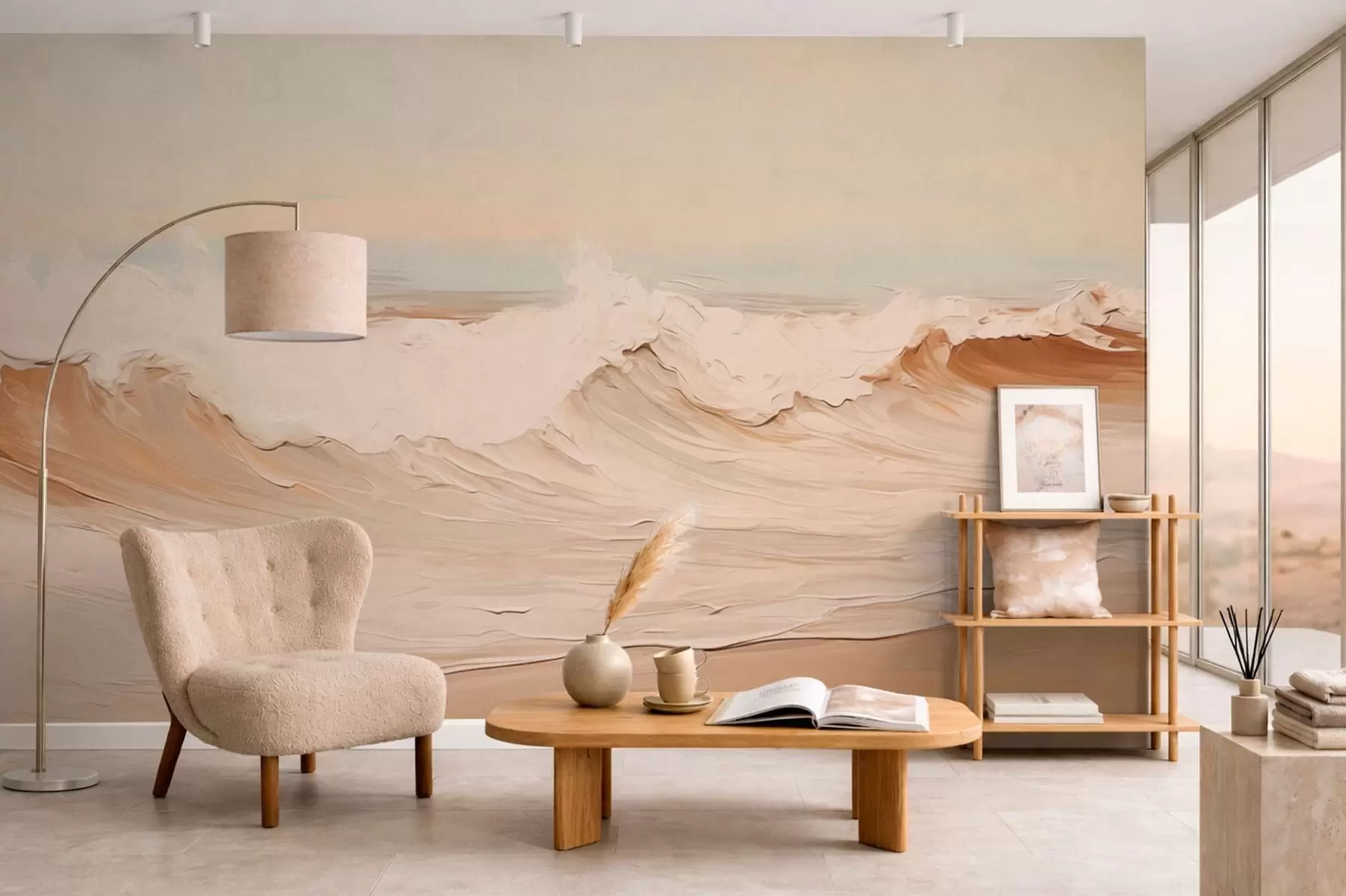 zidne murale Apstraktni oceanski valovi u pastelnim tonovima w05697