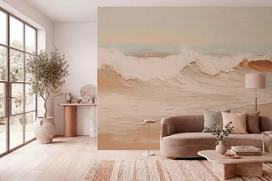 zidne murale Apstraktni oceanski valovi u pastelnim tonovima w05697