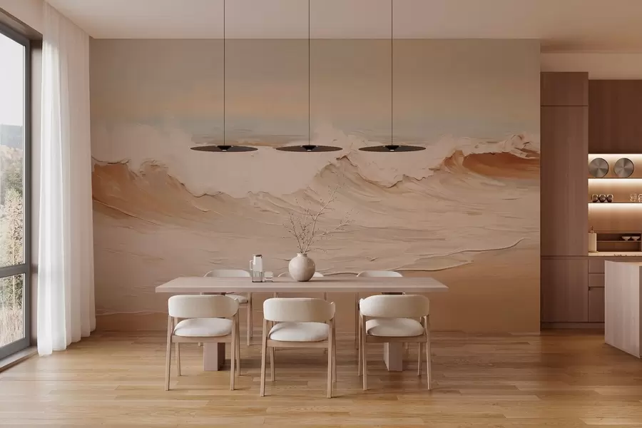 zidne murale Apstraktni oceanski valovi u pastelnim tonovima w05697