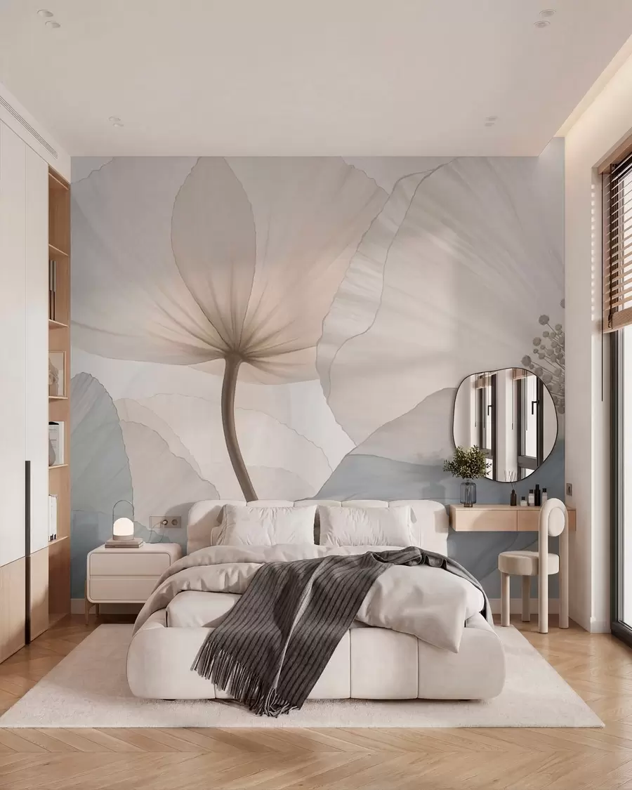 zidne murale Meki veliki cvjetovi u svijetlim pastelnim tonovima w05692