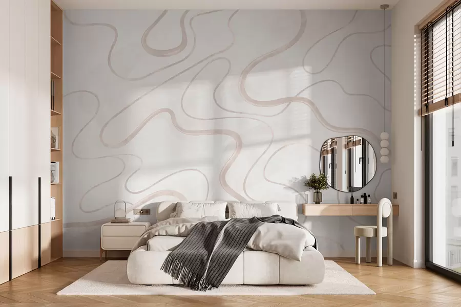 zidne murale Apstraktne tekuće linije na svijetloj pozadini w05726