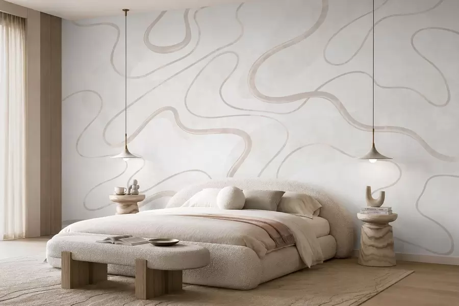 zidne murale Apstraktne tekuće linije na svijetloj pozadini w05726