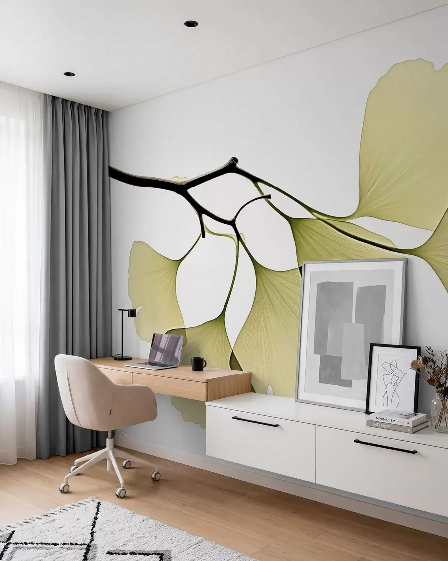 zidne murale Listovi ginka lepeze w09968