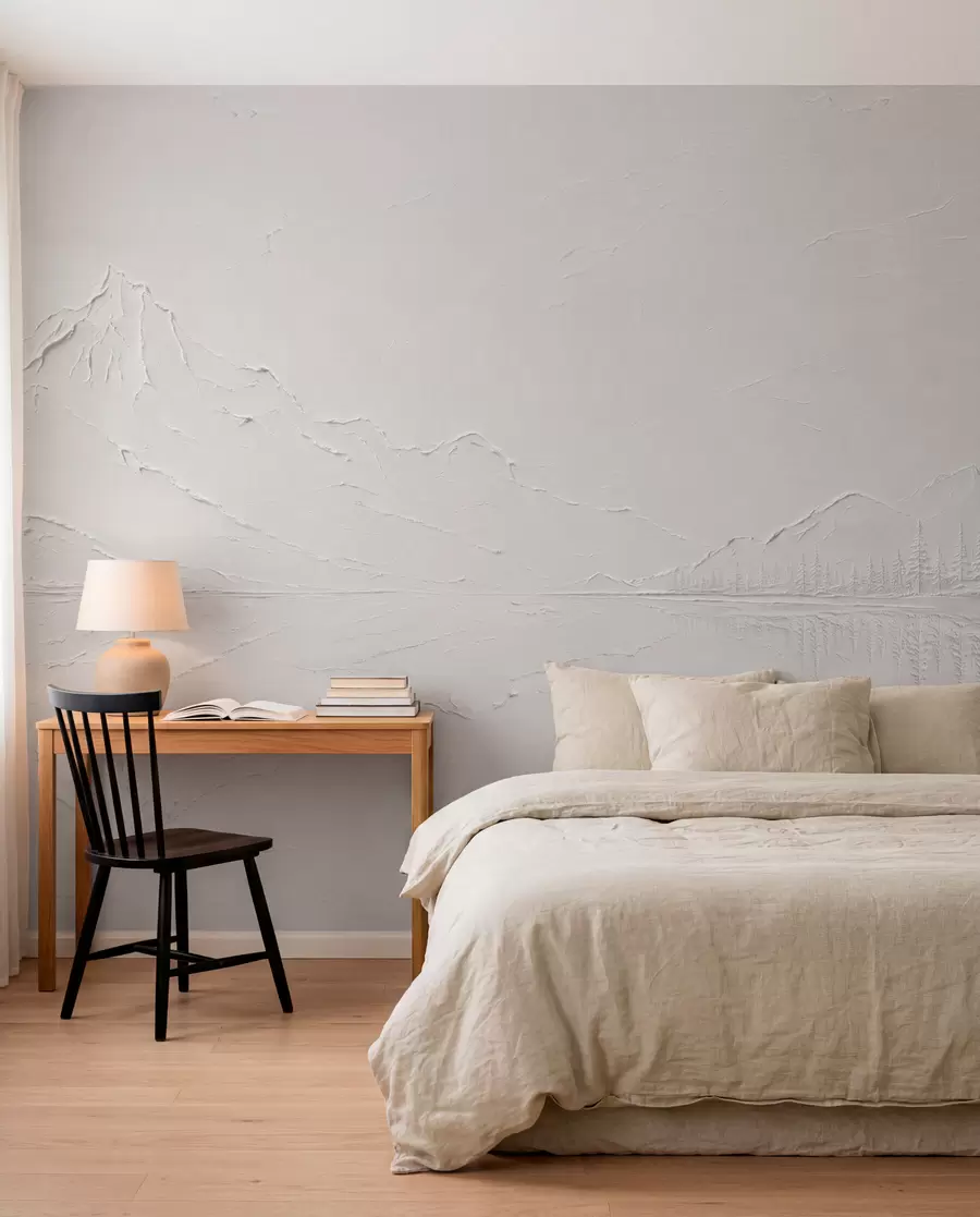 zidne murale Reljefni planinski krajolik s mirnim odrazom vode w05739