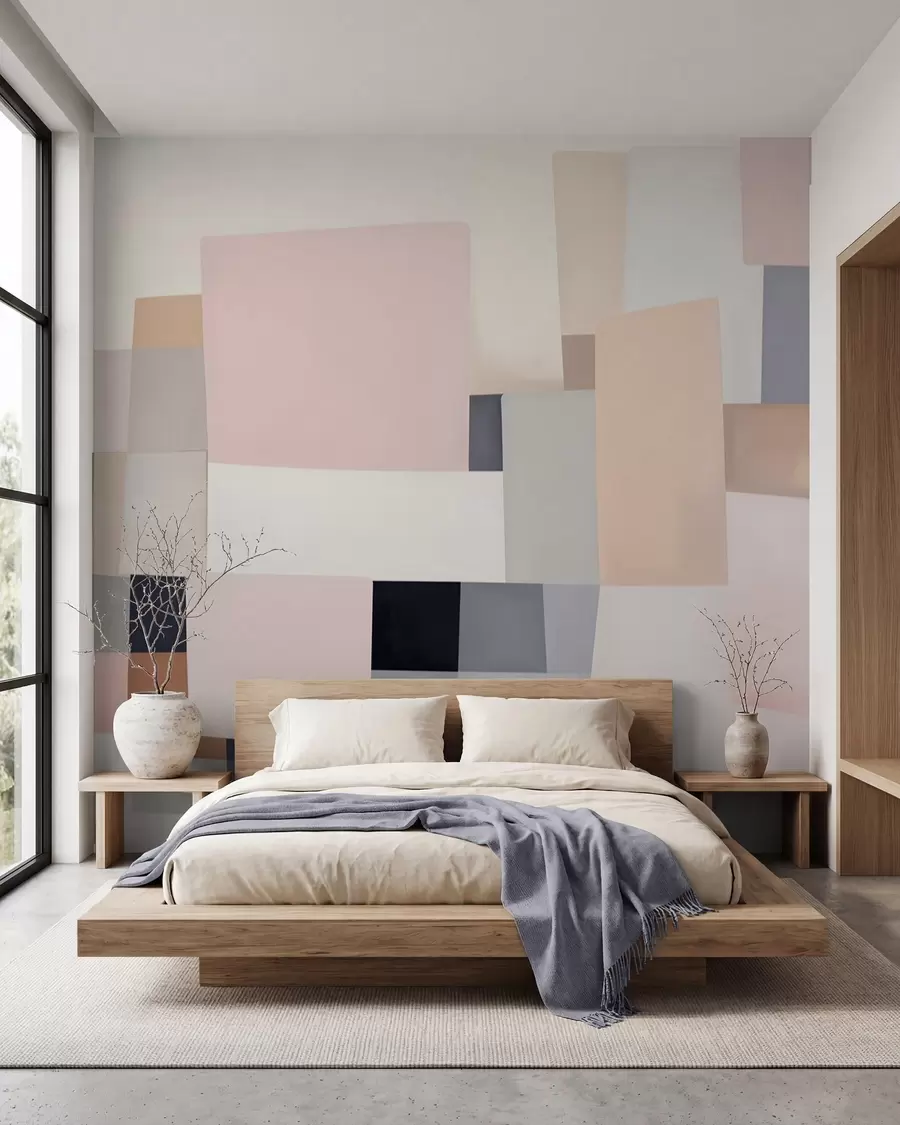 zidne murale Geometrijska apstrakcija s imitacijom zamućenja i teksture w05785