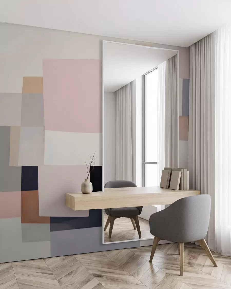 zidne murale Geometrijska apstrakcija s imitacijom zamućenja i teksture w05785
