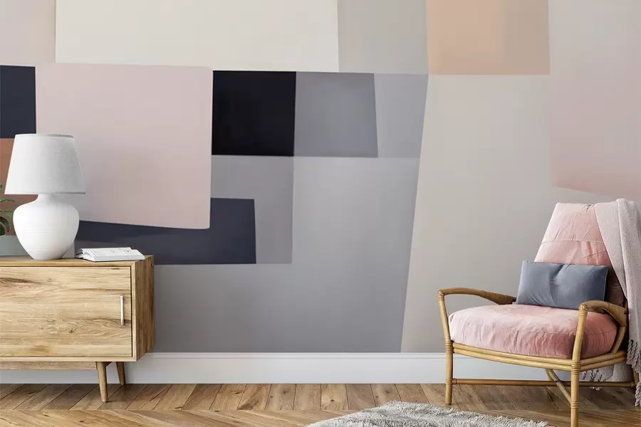 zidne murale Geometrijska apstrakcija s imitacijom zamućenja i teksture w05785