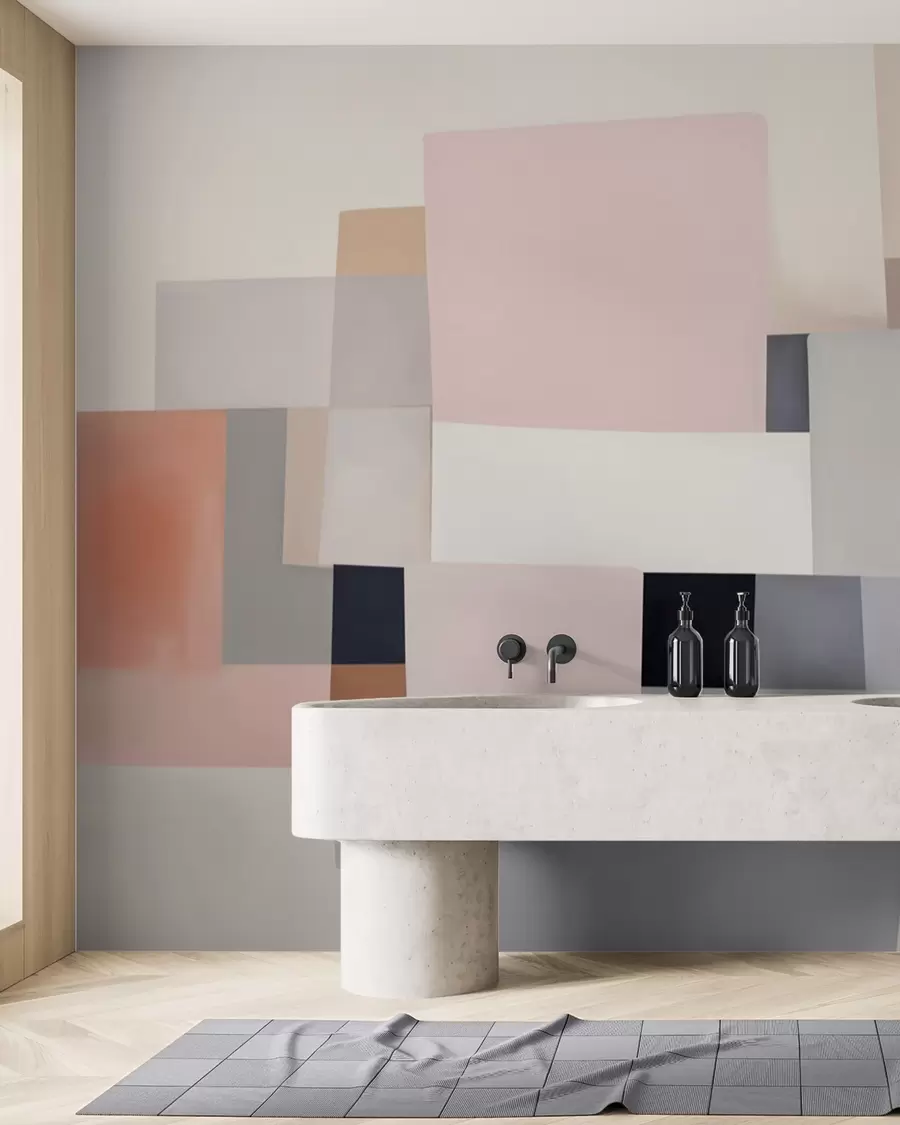 zidne murale Geometrijska apstrakcija s imitacijom zamućenja i teksture w05785