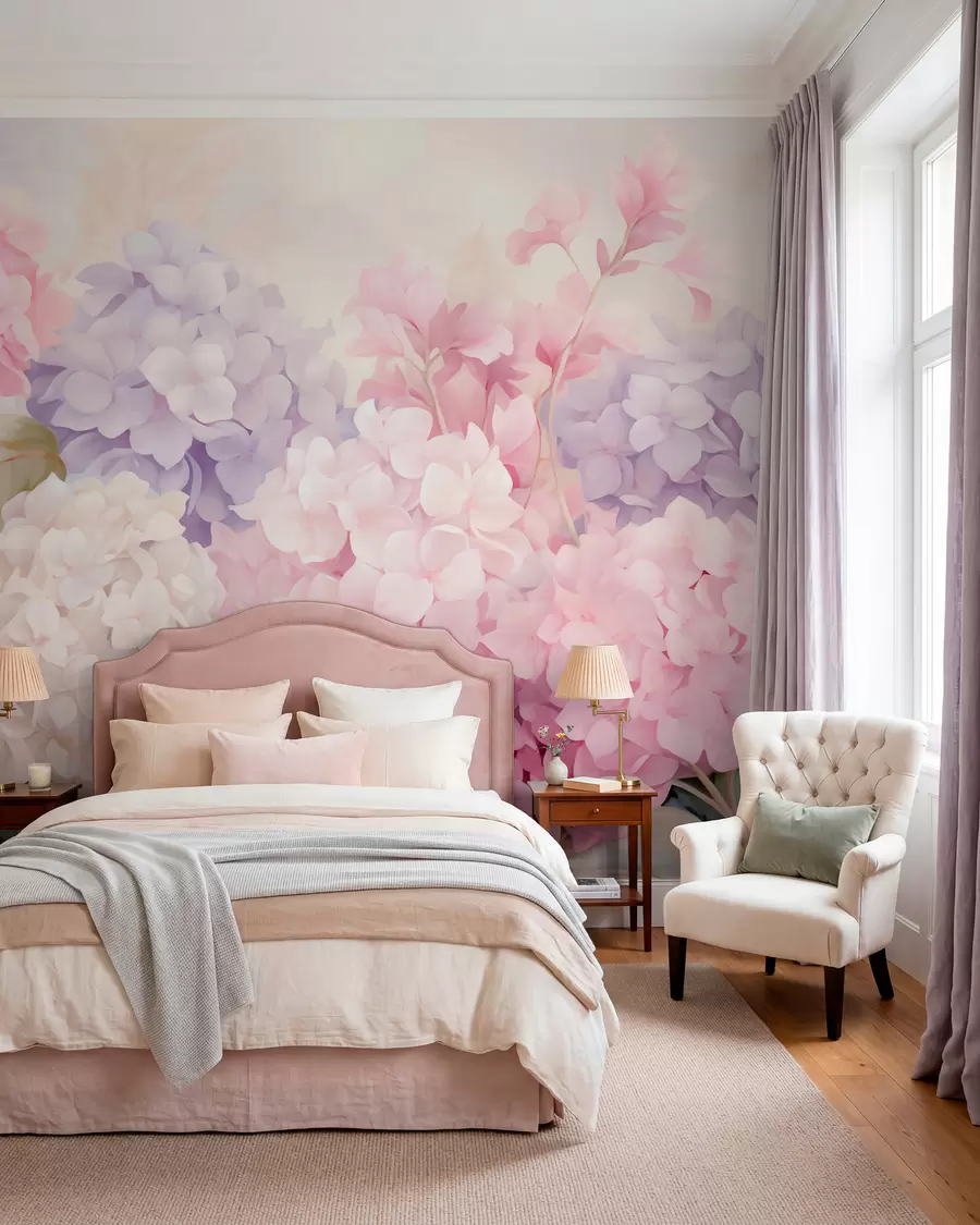zidne murale Pastelne hortenzije w05796