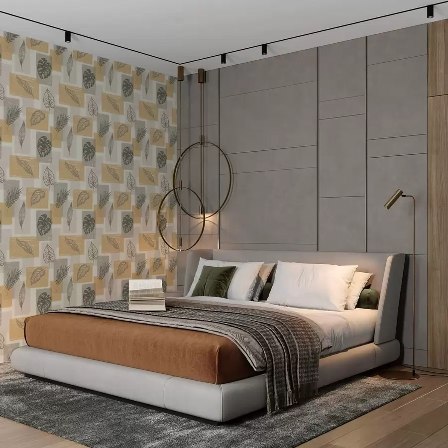 zidne murale Obrisi listova s ​​toplim geometrijskim blokovima a01239v1