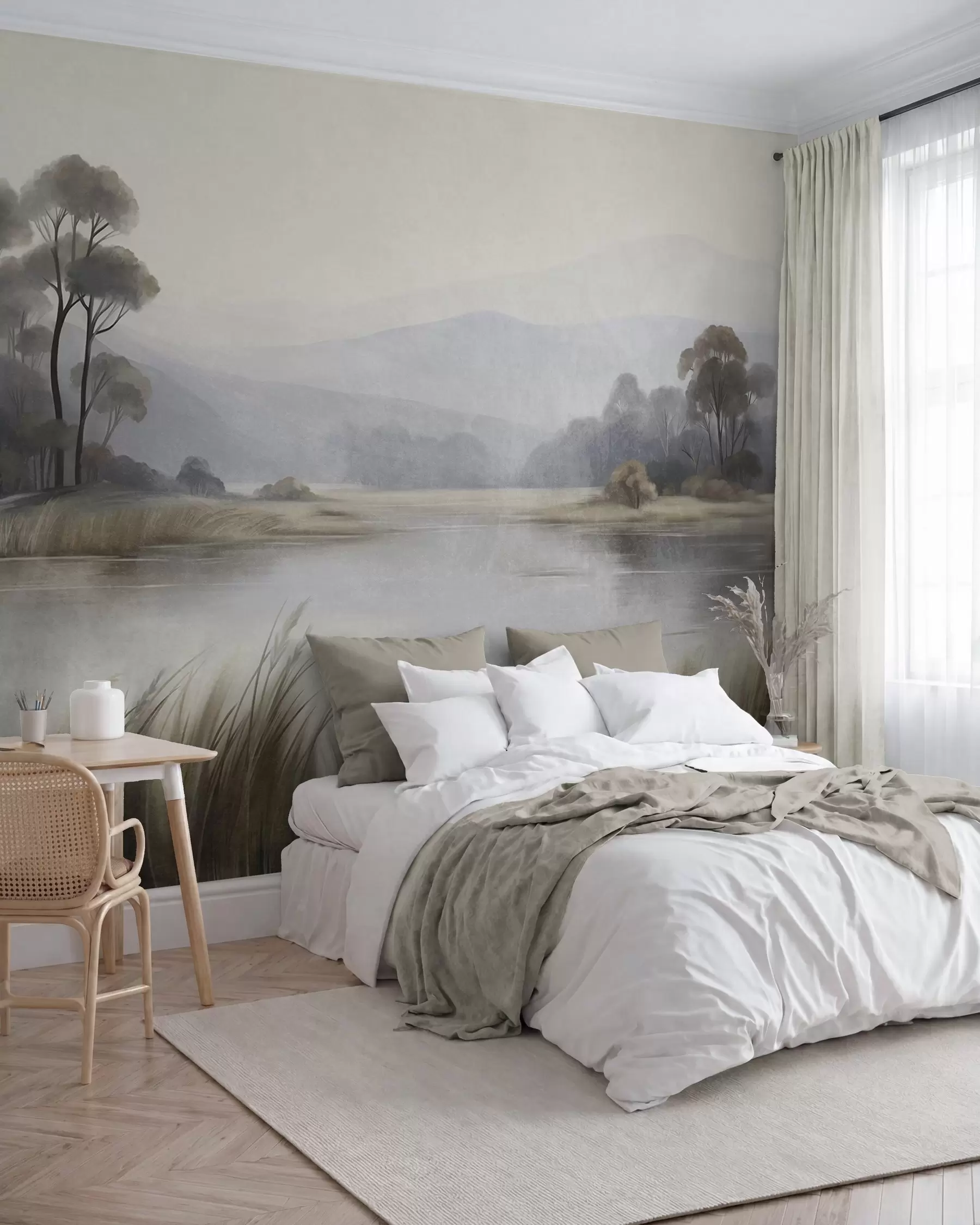 zidne murale Jezero u boji kadulje w09983