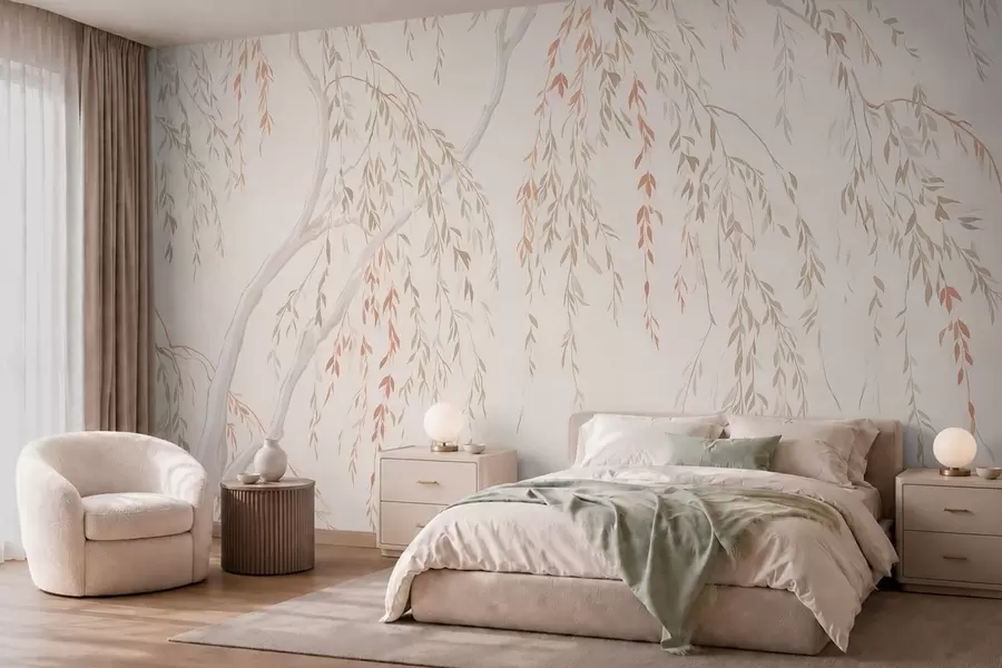 zidne murale Lagane viseće grane s pastelnim lišćem w05812
