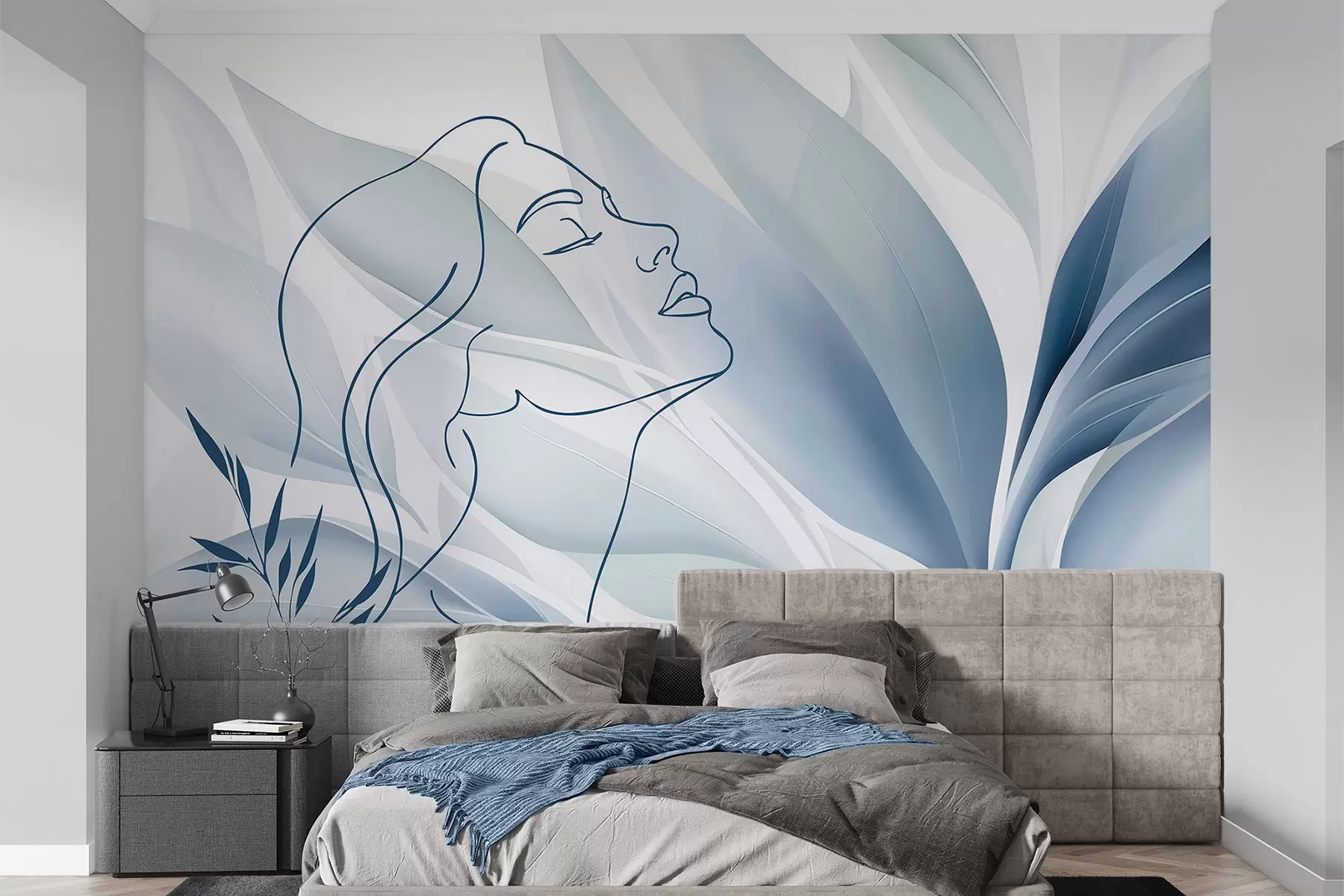 zidne murale Silueta lica na apstraktnoj pozadini w05787