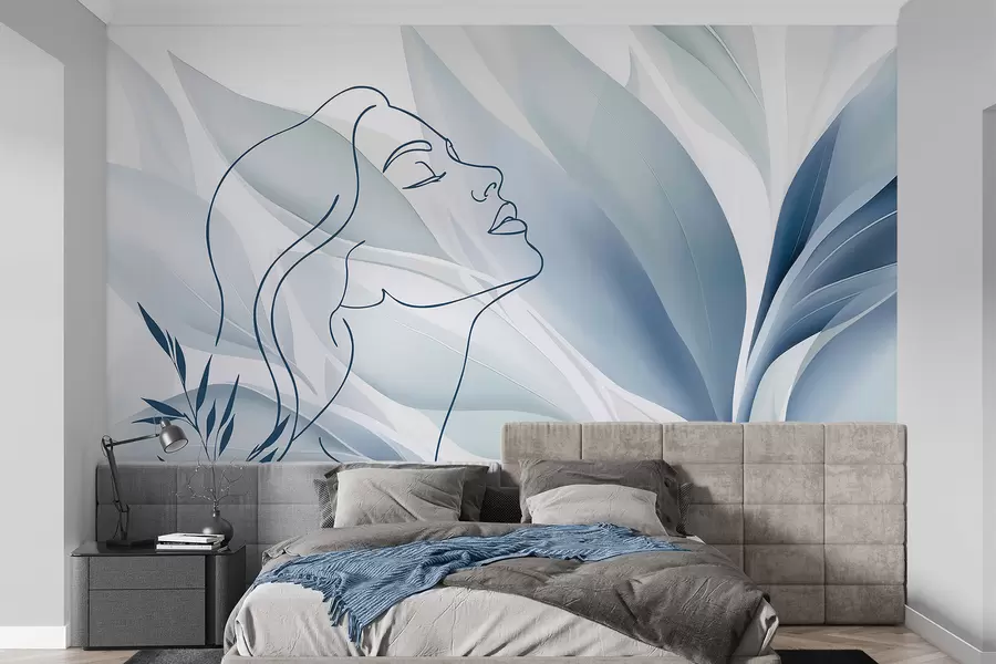 zidne murale Silueta lica na apstraktnoj pozadini w05787