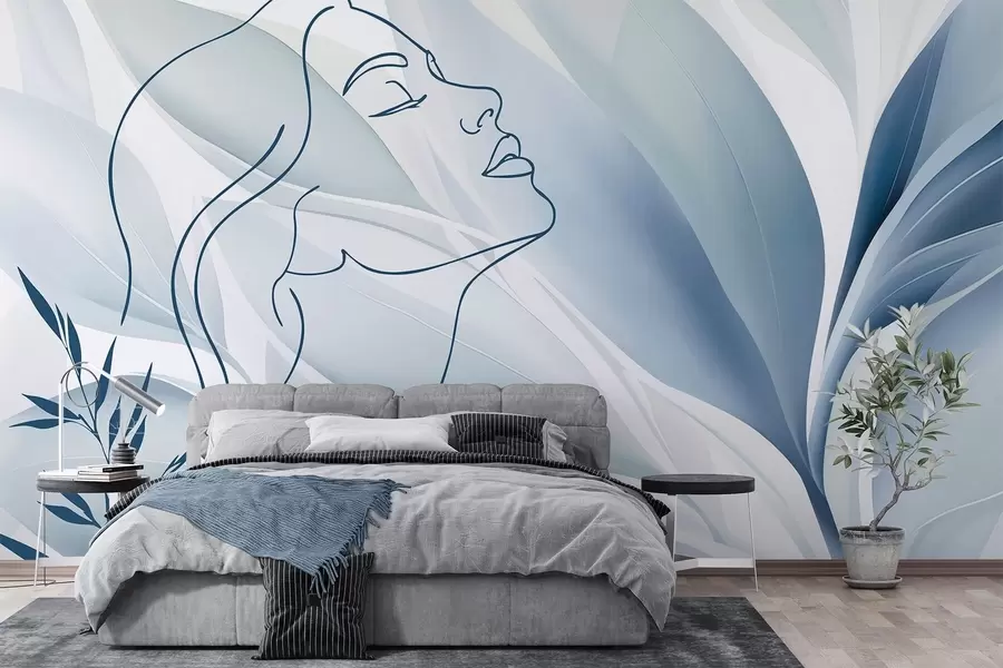 zidne murale Silueta lica na apstraktnoj pozadini w05787