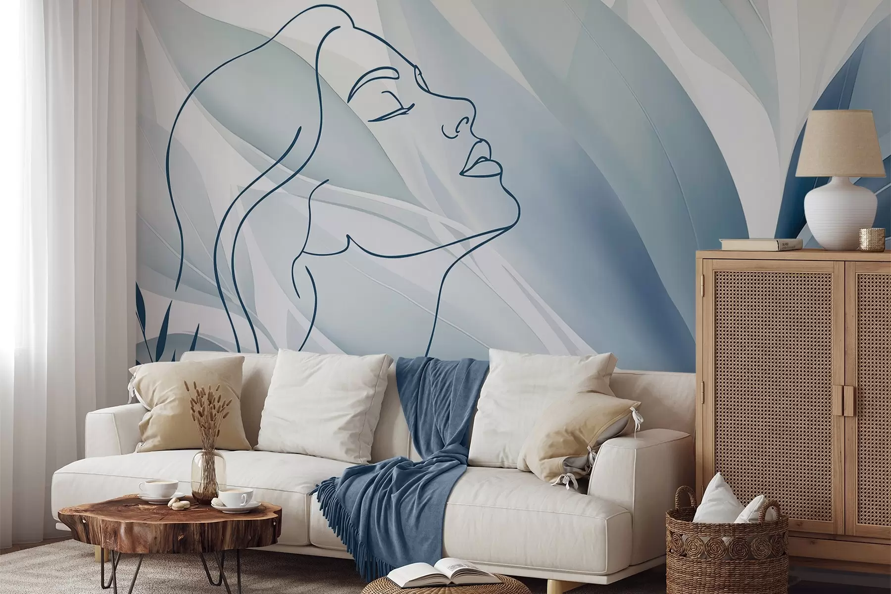 zidne murale Silueta lica na apstraktnoj pozadini w05787