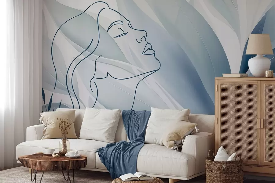 zidne murale Silueta lica na apstraktnoj pozadini w05787