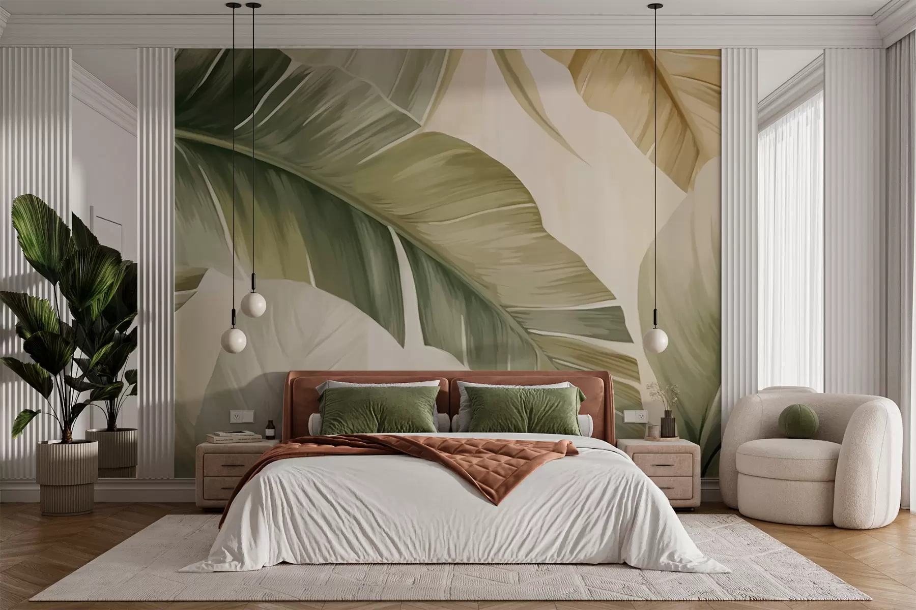 zidne murale Dugi listovi banane w05828