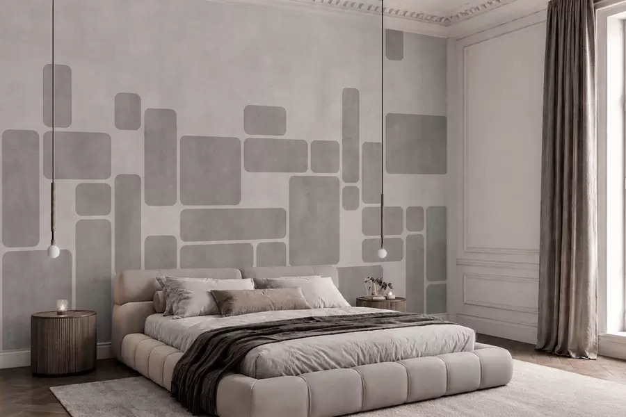 zidne murale Geometrijski uzorak u nježnim sivim i rumenkastim tonovima w05141v1